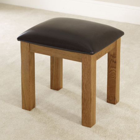 Rustic Oak : Ghế Đôn Gỗ Sồi - Mặt Nệm 